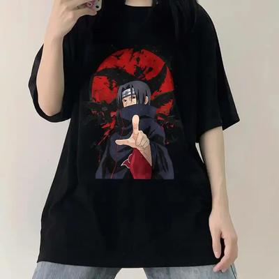 Algodón Más Vendido Anime 'Naruto' - Organizado Por Xiao, Con Estampado de Uchiha Itachi Cómodo Casual Manga Corta
