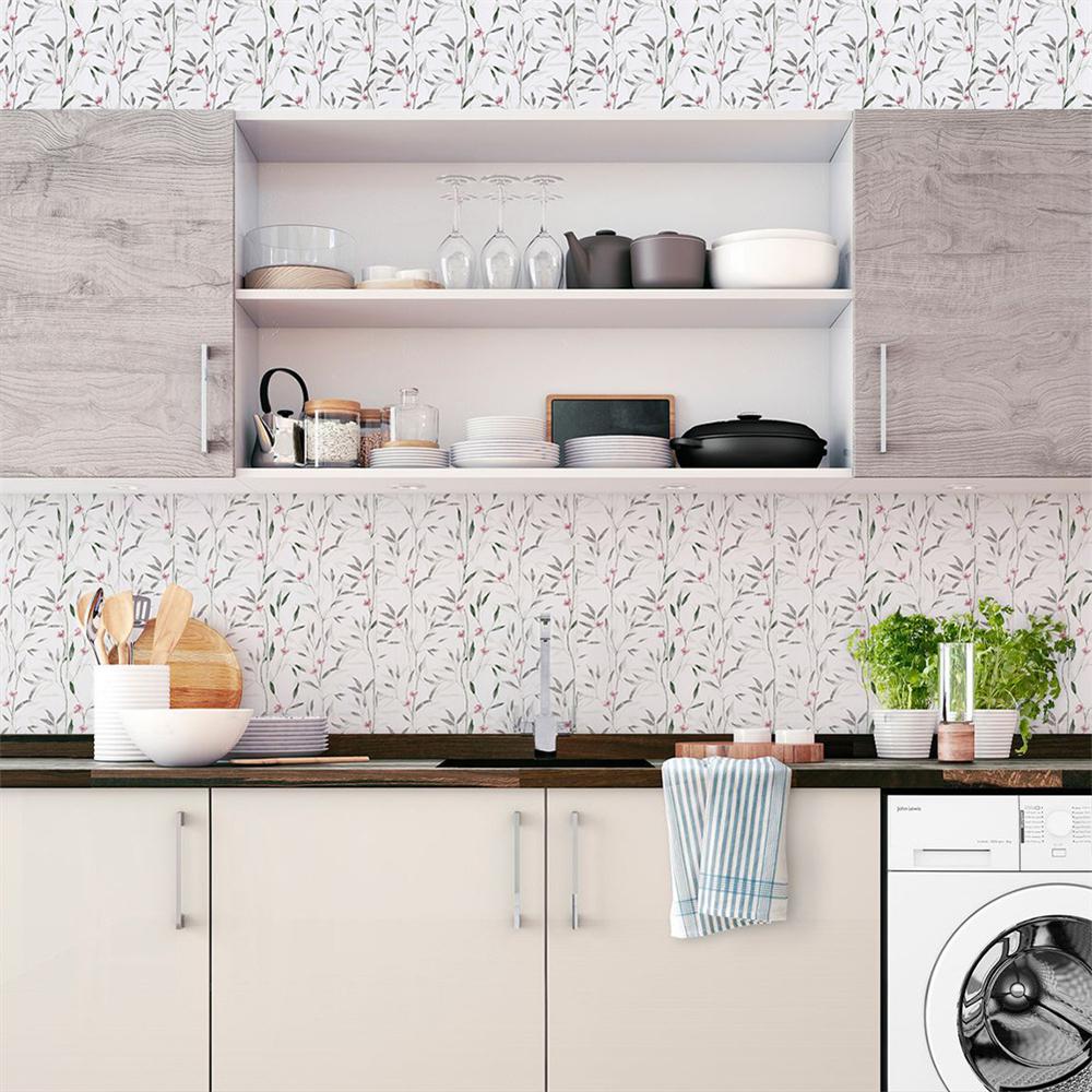 Papel Pintado Vinílico Autoadhesivo Floral de Hojas Pelar y Pegar Papel de Contacto Removible Impermeable Para Renovación de Muebles