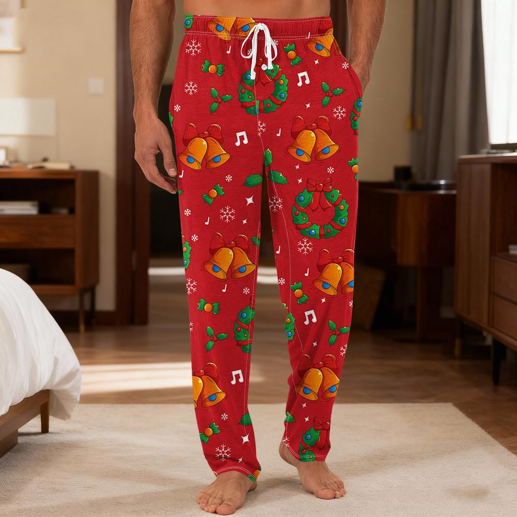 Herre Ensfargede Strikkede Ensfargede Lomme Fritidsbukser Hjem Pyjamasbukser