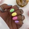 Summer Fresh Short Oval Cute Multi-color Rainbow Small Fresh Wearing Nail Piece
