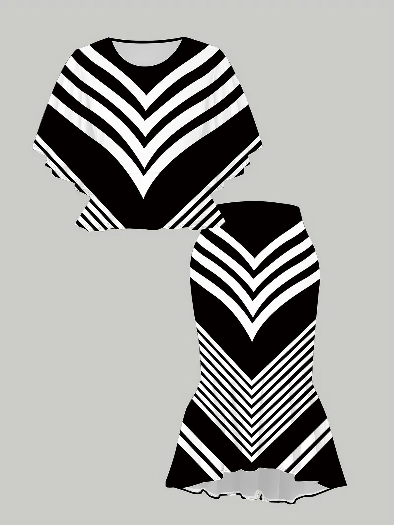 

Классический тотемный женский принт, напечатанный на 3D-принтере, Модный большого размера, Элегантный, Универсальный для всех сезонов. Футболка, Юбка и Комплект 6XL чёрный