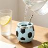 Soccer Tumbler with Straw Compact Ball Cup Lid Portable for Children
