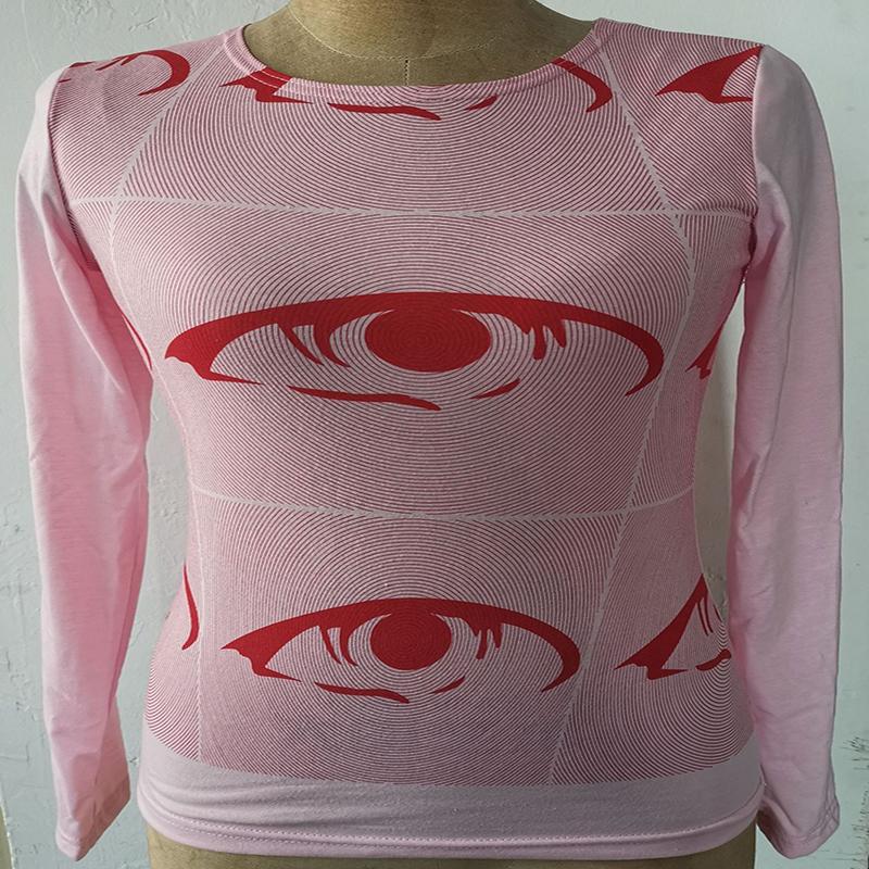 Vintage Y2K Patchwork Zelená trička Ženy Hippie Streetwear Trička s dlouhým rukávem Dámské Kpop Retro Podzimní Crop Tops