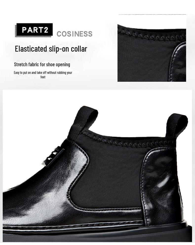 Herr Chelsea Boots i Äkta Läder med Sammet - Mjuk Sula, Korta, Bekväma Martin Boots