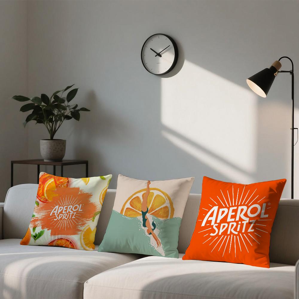 A-Aperol S-Spritz Logo Cushion Cover Square Sofa Cushion Cover Casual Skin-Friendly Comfortable Pillow Cover