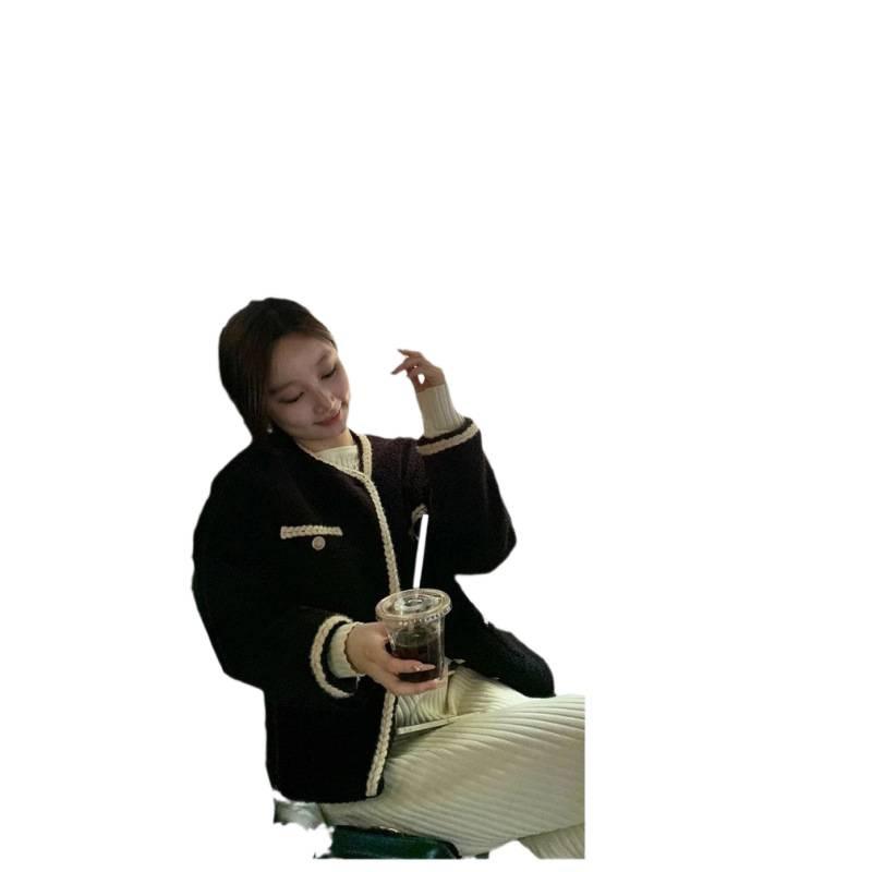 

Red Small Fragrant Wind Thick Coat Women s New Small Design Autumn and Winter Short Top XXL чорний