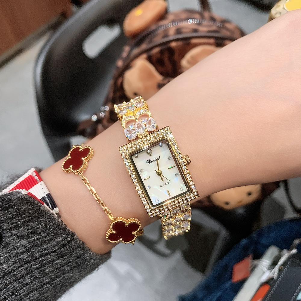 Retro Diamond-Set Classic Square Fashion Watch Romantic Simple Light Luxury Bracelet Women'S Watch High Value 520