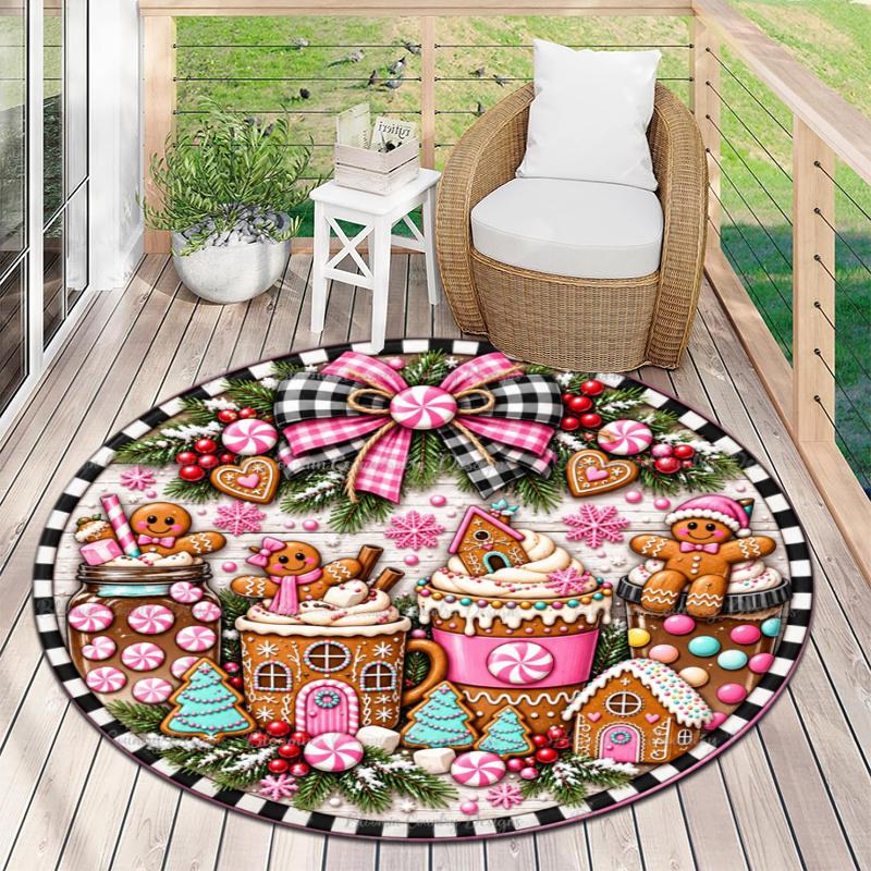Cute cartoon gingerbread man Christmas gift rug home soft decorative anti-slip yoga table and chair mat carpet outdoor floor mat carpet Y1