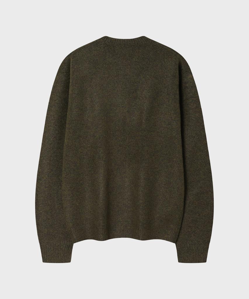 LEIRE Mild Cashmere-Like Round Cardigan [Khaki]