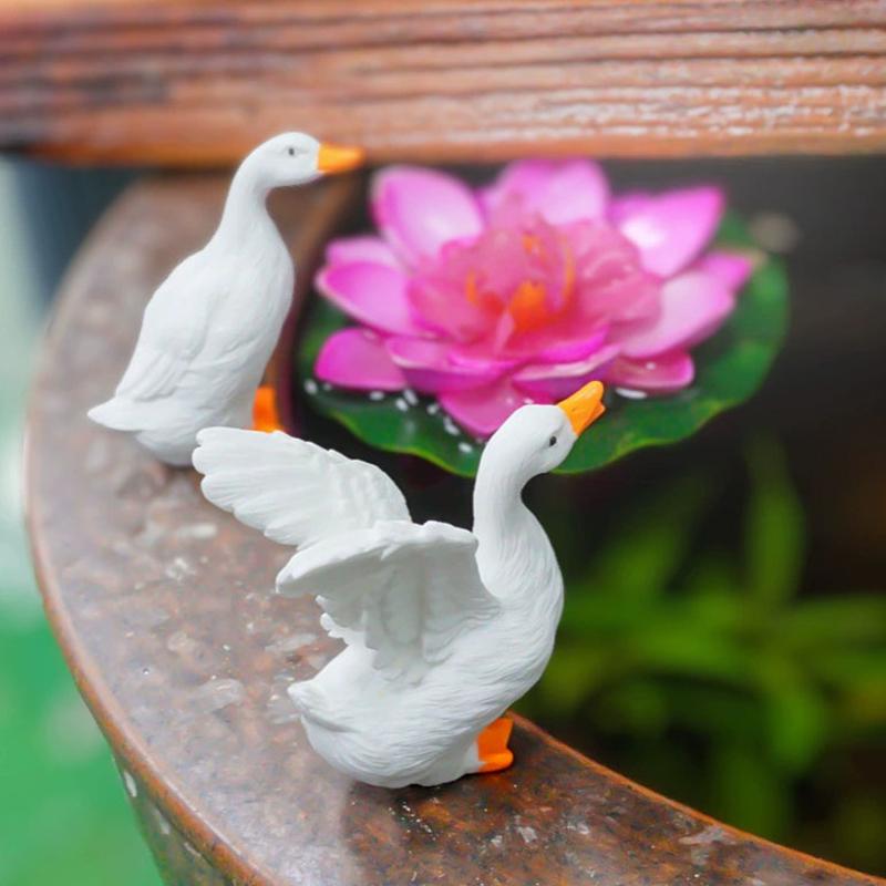 Hartsanka Skulpturer 3-delars Set, Utomhus Trädgårdsdekor Statyer För Damm Uteplats Gräsmatta, Mini Anka Figurer Hemprydnader Dekor