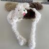 Cute Dog Ear Furry Plush Hat Warm Fleece Lining Earflap Hat Outdoor Activity Windproof Beanies Hat for Teens and Adults