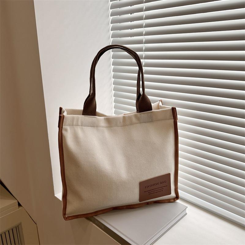 Street Style Canvas Tote Bag With Double Straps Large Capacity For School And Outings