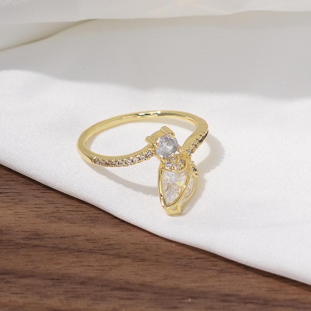 Enamel and Diamond Tulip Adjustable Gemstone Ring for Women - Durable, Non-Fading, High-End Exquisite Design