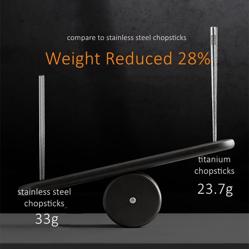 LFGB Certified Pure Titanium Chopsticks 23.7g/Pair Weightless 5 Natural Primary Color Cross-contamination Prevention Chopstick