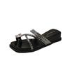 Wedge Heel Beautiful Set of Toe Cool Slippers Women's Summer Wear New with Skirt Rhinestone Beach Flip-flops Sandals