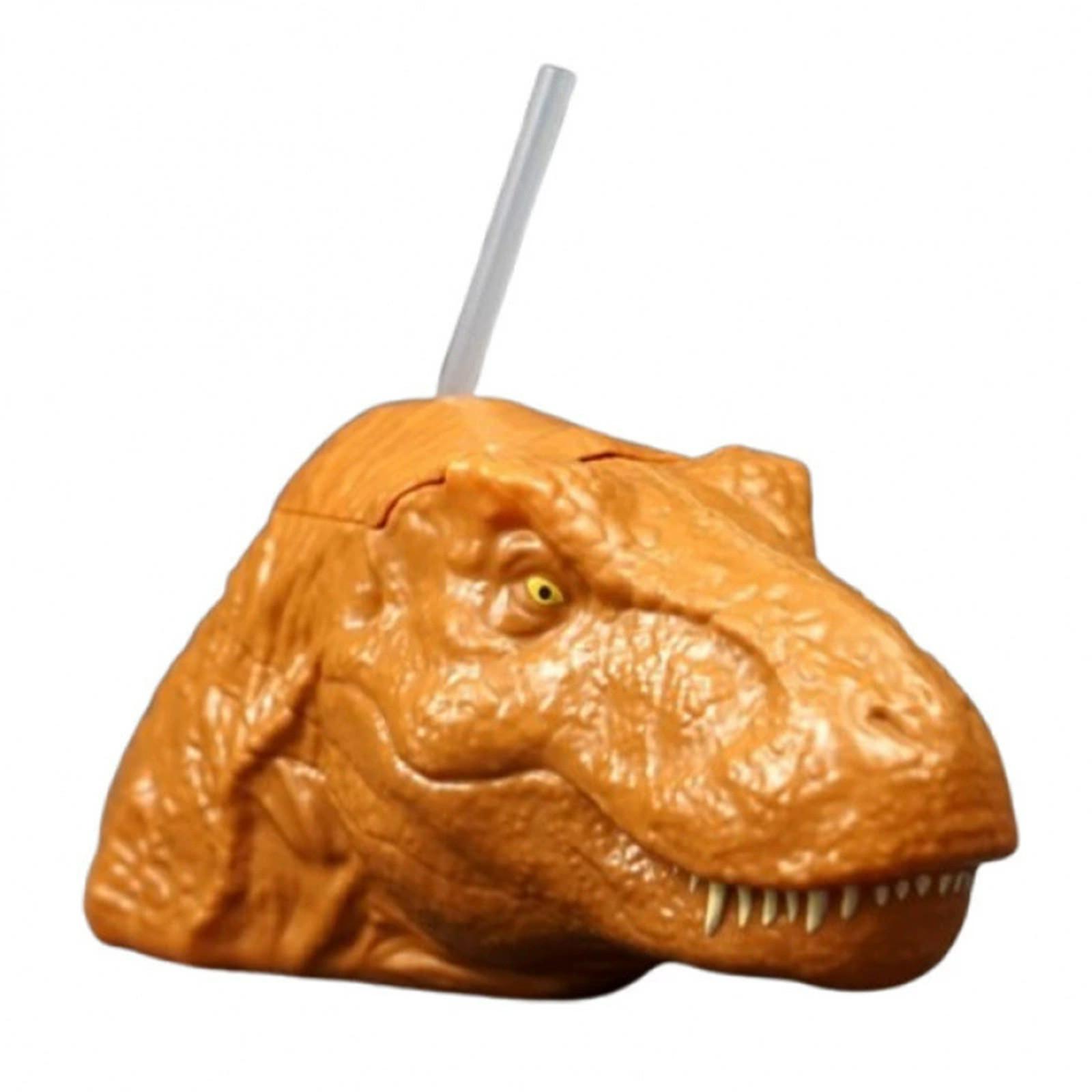 

Мультяшная чашка, бутылка для воды с динозавром, многоразовая пластиковая чашка с купольной крышкой и соломинкой One Size шафрановый