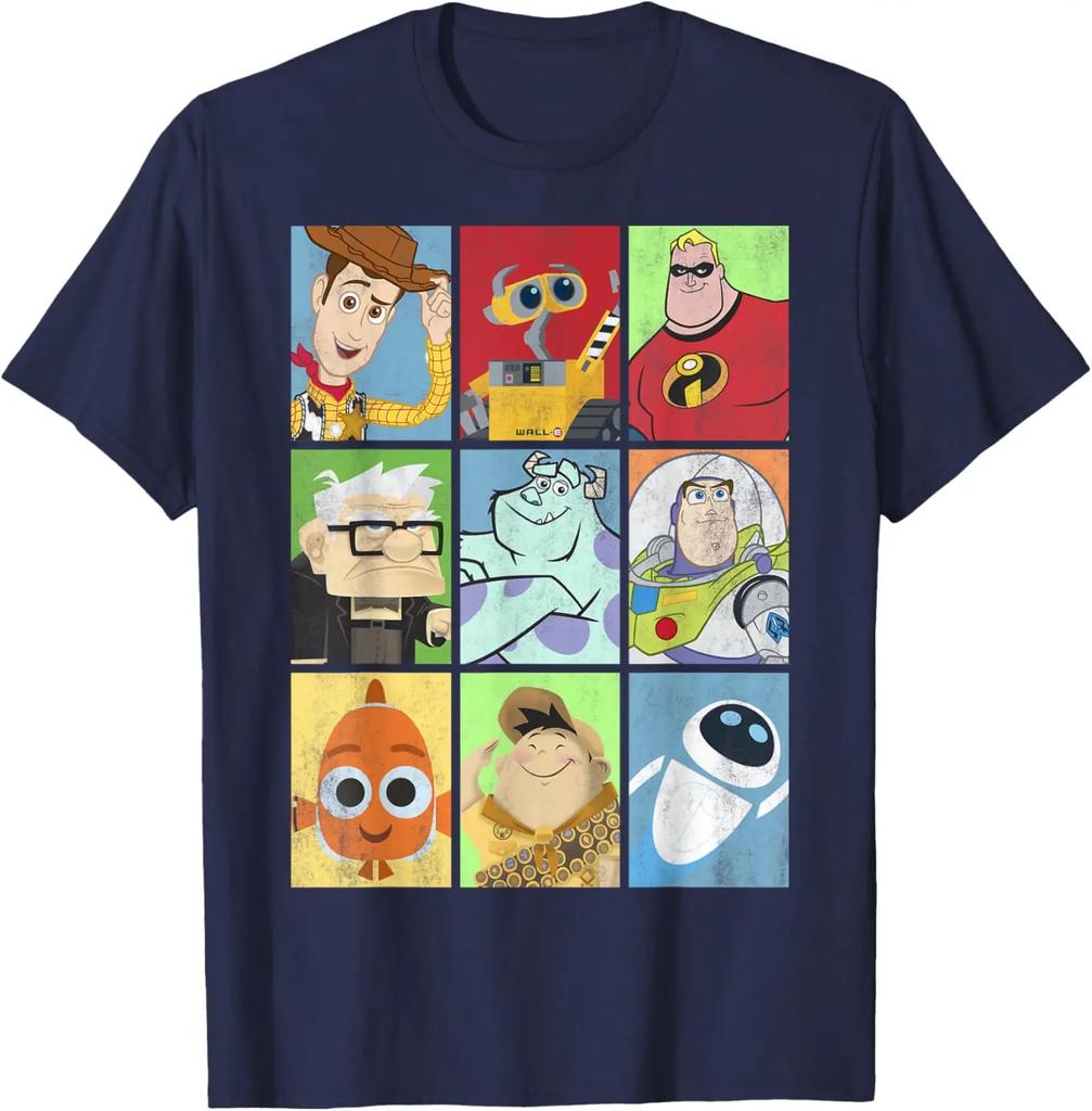 Hot Fashion Casual Disney Pixar Collection Iconic Characters Box Up Vintage T-Shirt S-4XL Four Seasons