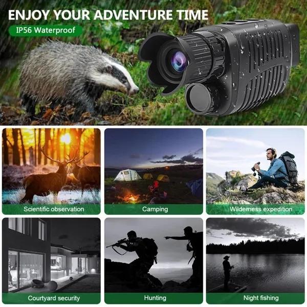 1080P HD Monocular Night Vision Device Infrared 5x Digital Zoom Hunting Telescope Outdoor Day Night Dual Use Full Dark 300m Can Take Photos and Videos