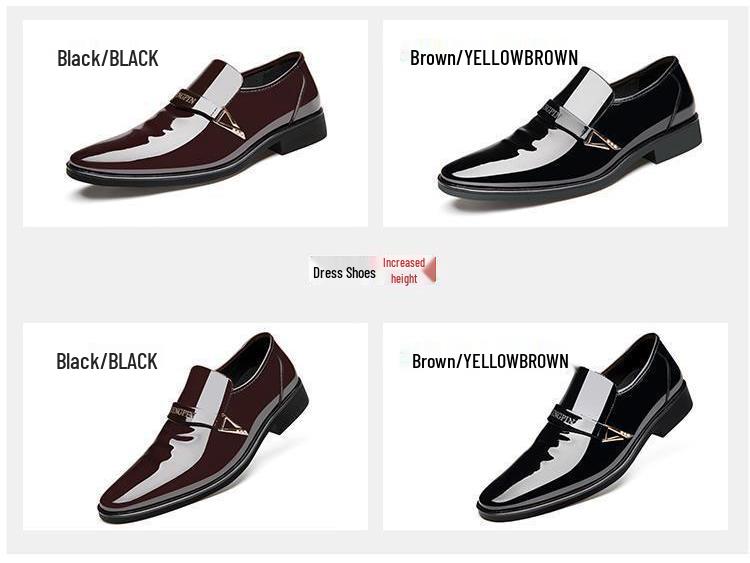 Spring Men's Korean Fashion Casual Leather Shoes - Patent Leather Business Style