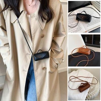 Retro PU Leather Mini Crossbody Bag Small Horizontal Kids Shoulder Bag Solid Color Coin Purse Kids Shoulder Bag