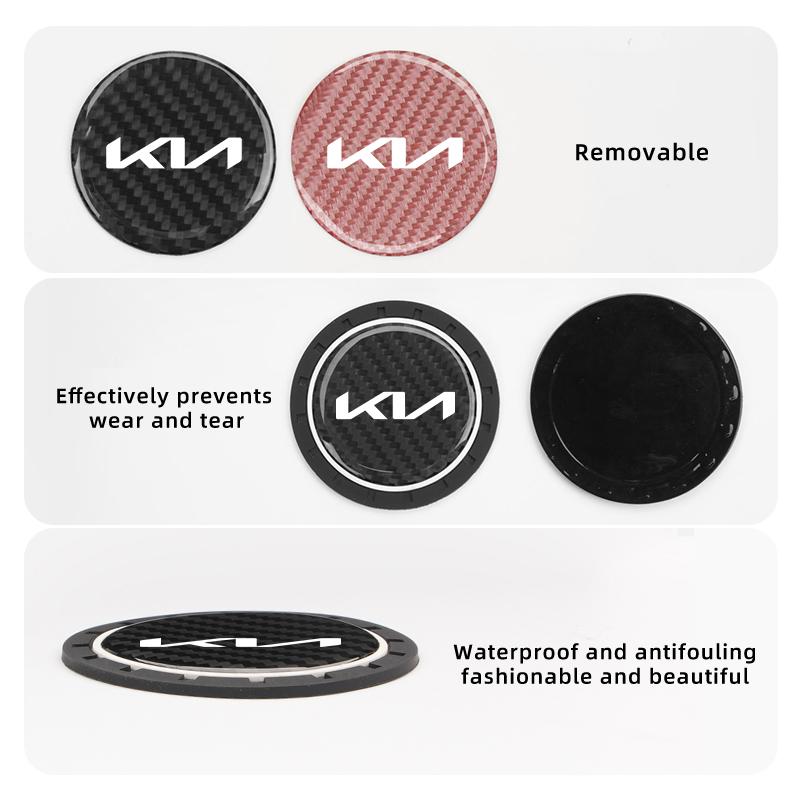 MYMX8 1/2pcs Car Silicone Coasters Water Cup Pads Non-Slip Mats For KIA Stinger Optima Cerato Soul Venga Forte Spectra Sedona