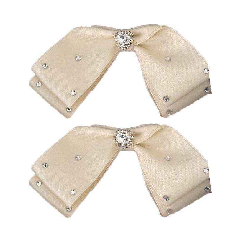 Fabric bow hair clip female love rhinestone gentle duckbill clip half tie hair hair accessories