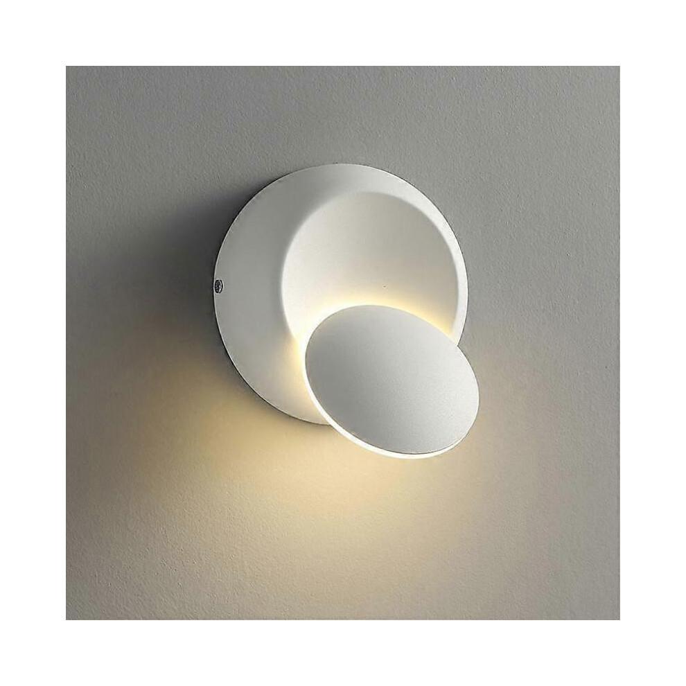 (Black indoor,White light)360 Degree Rotating Round Wall Lamp Living Room Stair Decoration