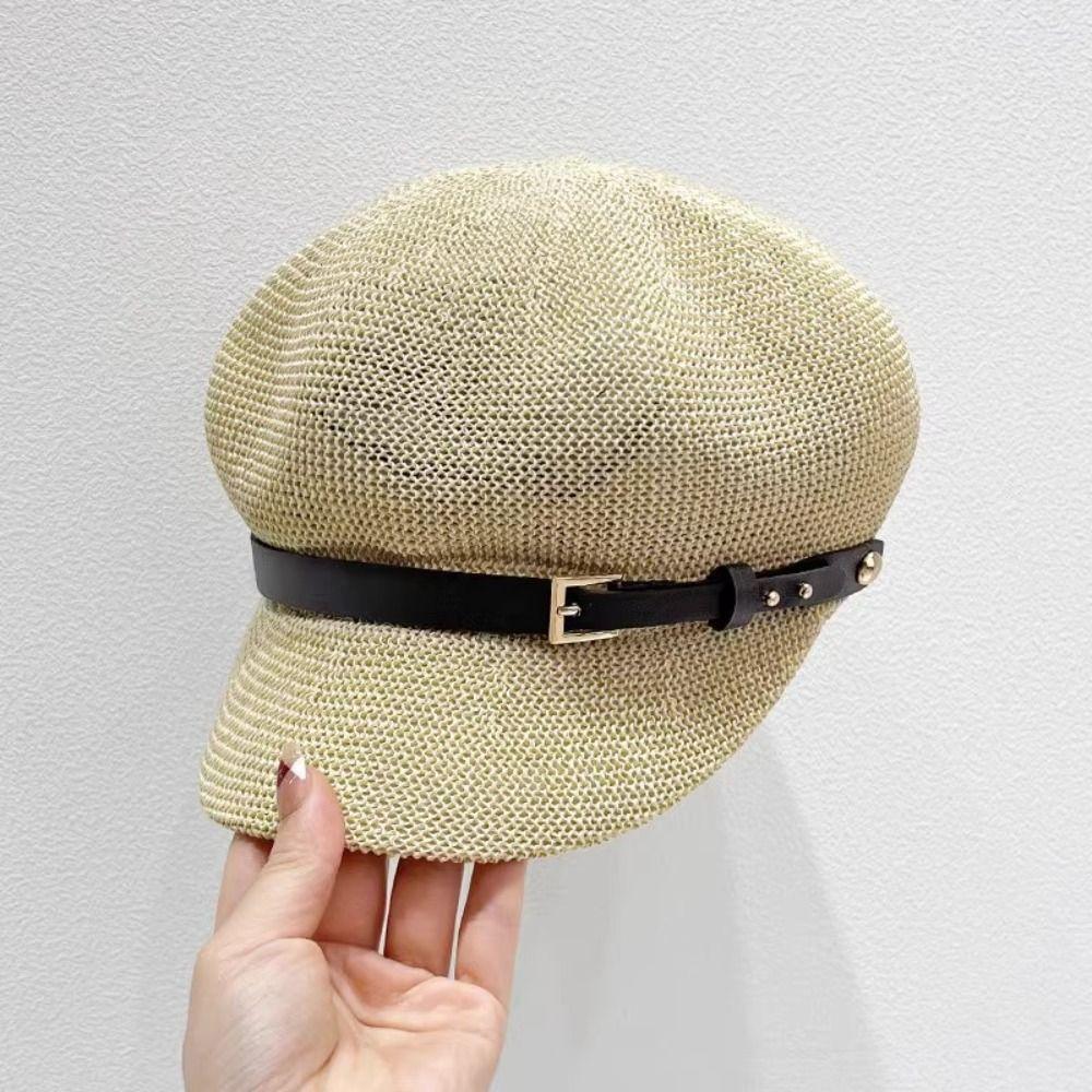 Knitted Women's Beret Breathable Octagonal Hat New Female Baseball Cap  Sun Protection