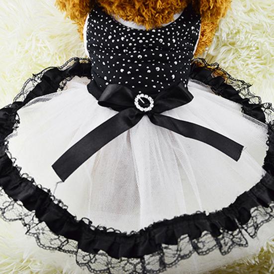 Glitter Lace Bowknot Bubble Skirt Pet Dress Clothes Puppy Costume Photo Shooting Prop