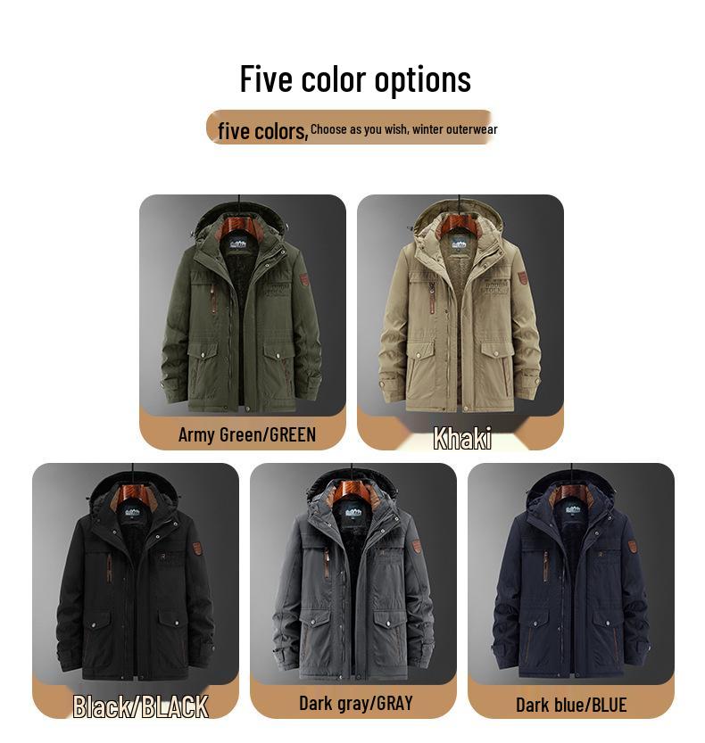 Men's Plus Size Winter Thick Velvet Cotton Jacket - Warm Anti-Cold Outerwear