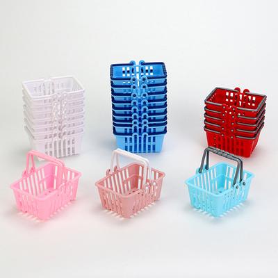 10 Stück Mini-Einkaufskörbe, Rollenspiel-Spielzeug, Simulations-Einkaufskorb, Kunststoff, Miniatur-Dekor, Puppenhaus-Zubehör