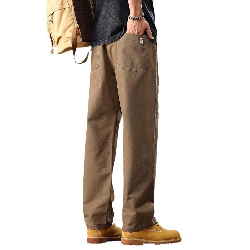 

Повседневные брюки мужские весна и осень узкие удлиненные прямые брюки с драпировкой мужские весенние широкие джинсы 3XL хаки