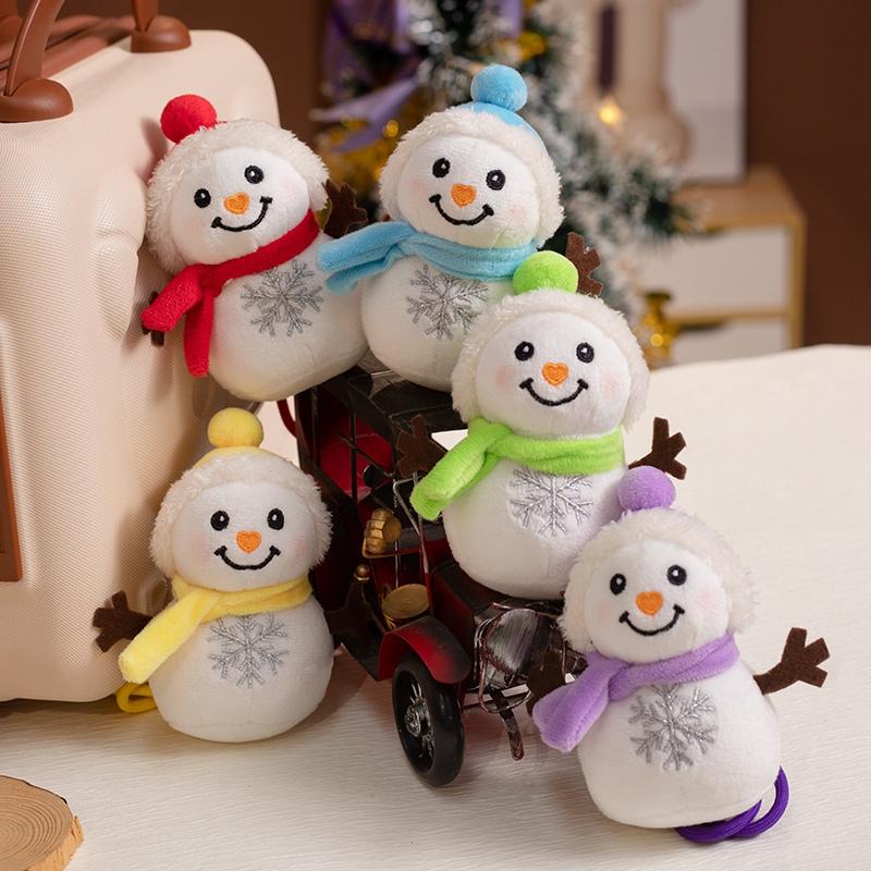 Cute Snowman Plush Toys Kawaii Snowman Stuffed Doll Bag Pendant Keychain Christmas Tree Decor Christmas Gifts For Children Kids