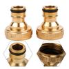 2pcs Brass Garden Faucet Hose Tap Water Adapter Connector 3/4" To 1/2"  Thread Connector Garden Water Connectors