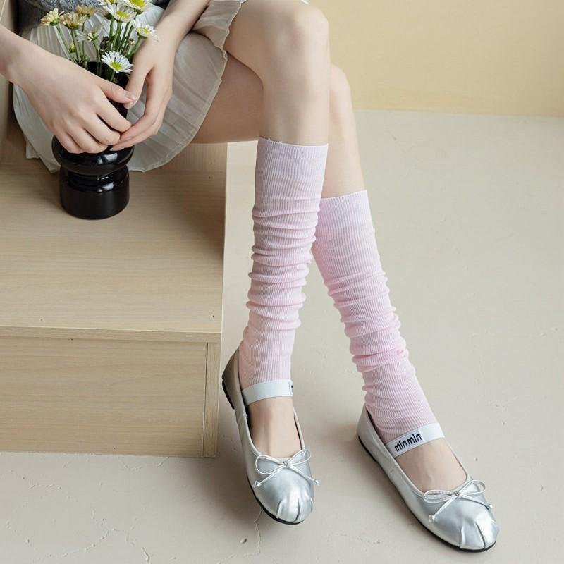 Foot Stepping Calf Socks Women'S Breathable Thin Ballet Style Summer Stacking Socks Vertical Pattern Thin Versatile Half Sole Leg Cover