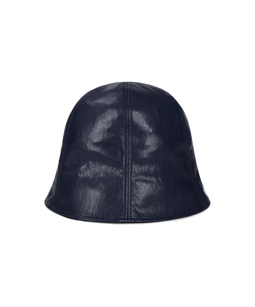 Bajal Vz Studded Vegan Leather Tulip Hat Navy
