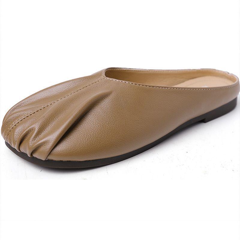 Grandma shoes women's flat shoes 2025 spring and summer new Korean version versatile pleated shallow mouth lazy single shoes Internet celebrity Doud