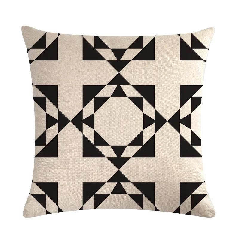 Geometric Design Cushion Cover Printed Linen Cushion Pillowcase Sofa Bedroom Children'S Room Home Decoration 45X45Cm