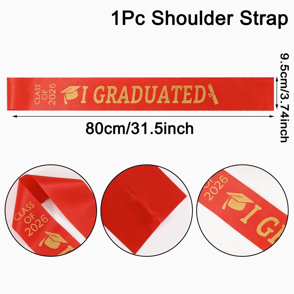 Class of 2026 Graduation Sash I Graduated Printed Stole 4 Color Choices Polyester Sash for Congrats Graduation Party Decorations
