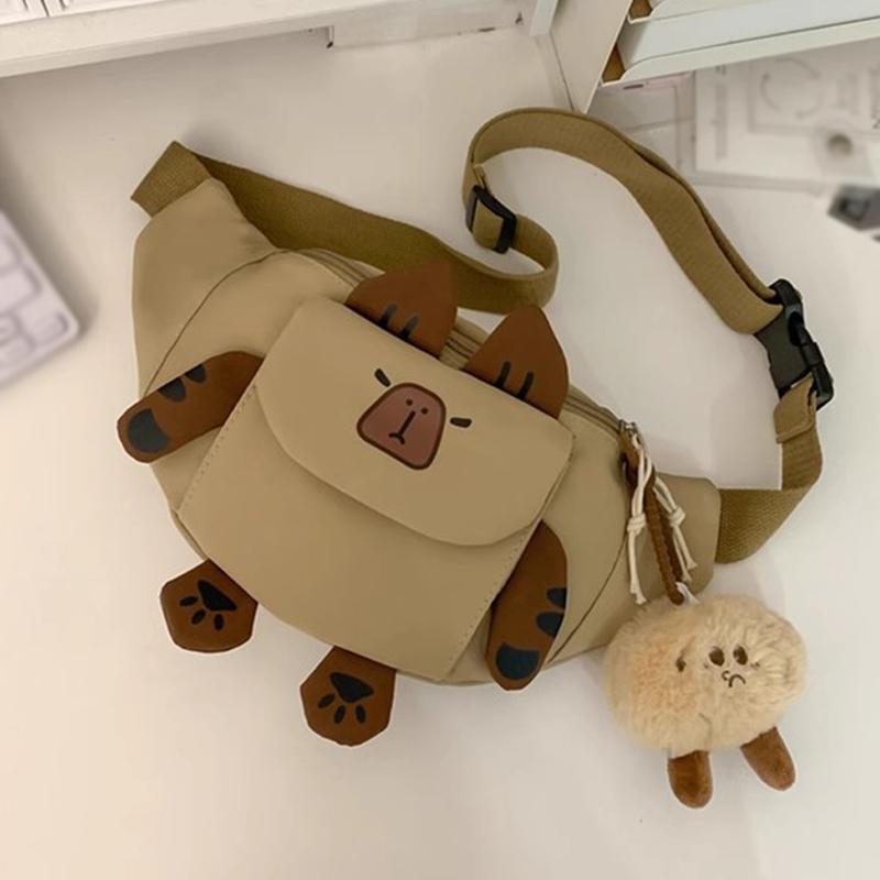SCIONE Cute Cartoon Capibala Chest Bag 2025 New Large-capacity Fashion Leisure and Versatile Sports Students Lightweight Crossbody Bag
