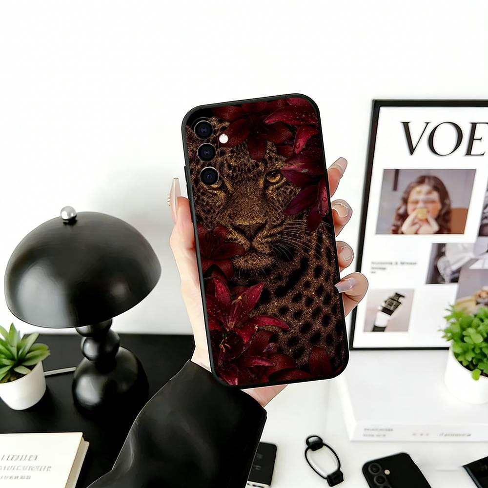 Fashion leopard print Phone Case For Samsung Galaxy A73,A72,A71,A70,A53,A52,A51,Soft Silicone Black Cover