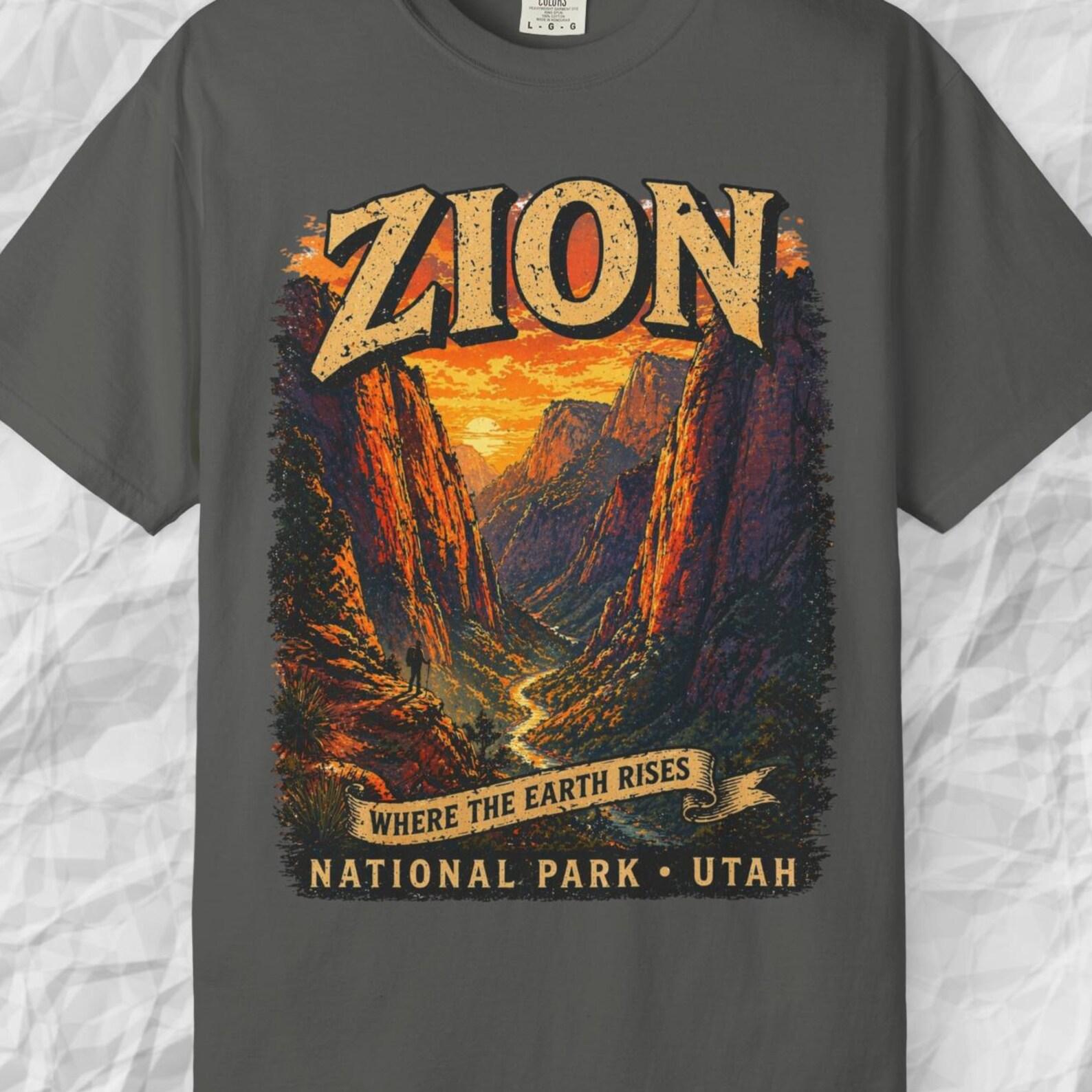 Comfort Colors Zion Shirt,Utah Travel Shirt,National Park Tee,Zion Canyon Shirt, Nature Landscape Shirt, Canyon Sunset Tee,Trendy Hiking Tee S