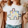 Women TShirt Summer Autism Graffiti Puzzle T Shirt Women Casual White Cozy Tops Loose Short Sleeve Y2k Tshirt Camisas Mujer