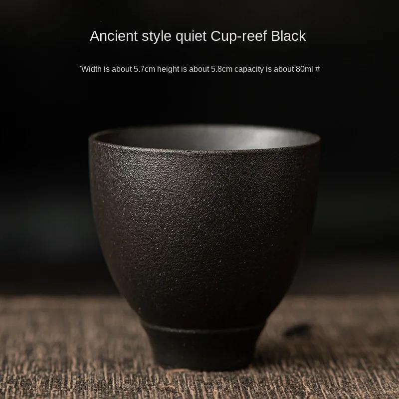 Japanese Style Handmade Retro Stoneware Tea Cup Ceramic Kung Fu Tea Cup Fragrance-Smelling Cup Small Single Cup Teacup Bowl Mug
