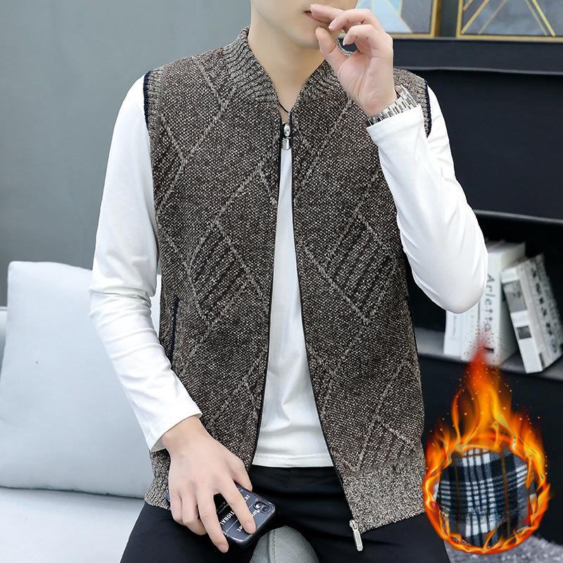 

Новый плюшевый вязаный жилет мужской самостоятельный свитер куртка высококлассный модный жилет повседневный жилет 3XL