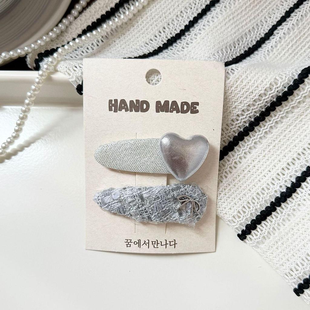 Korean Silver Hairpin: Gentle, Stylish Art BB Clip for Girls - High-Grade Leather Children's Bangs Clip