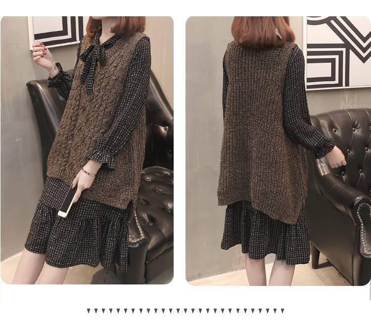 Fashionable Women's Knit Sweater Vest and Skirt Set, Loose Plus Size, Autumn/Winter, Slimming Design