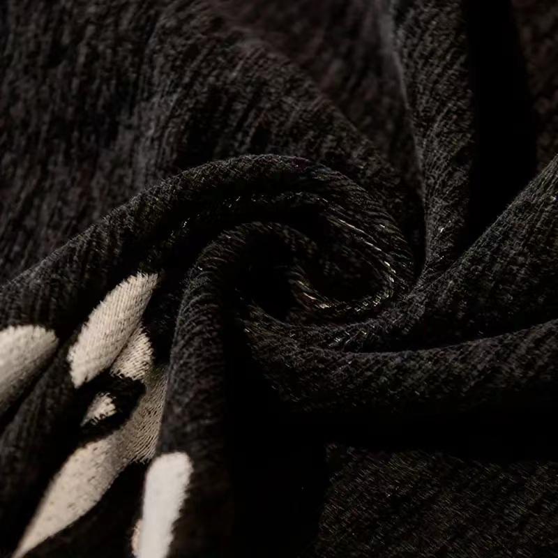 Black Monogrammed Sofa Towel, Anti-Scratch Sofa Towel, Living Room 3 Seater Sofa, Sofa Protector, All Seasons Easy To Clean