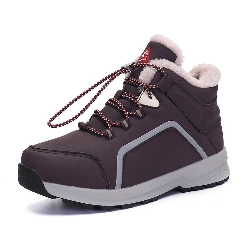 2025 winter new velvet medium-top women's shoes, Korean version of student lace-up versatile waterproof snow boots women's tide cotton shoes