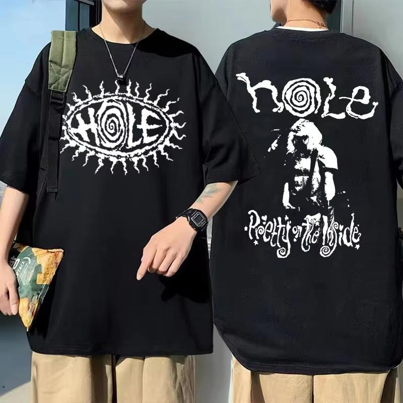 Alternative Grunge Rock Band Hole Courtney Love Pretty on The Lnside Double Sided Print T Shirt Unisex Streetwear Oversized Tshirt S